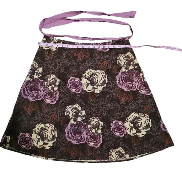 St. John’s Bay Women 14 Brown Purple Floral Corduroy Midi Skirt Cottagecore VTG - Picture 3 of 6